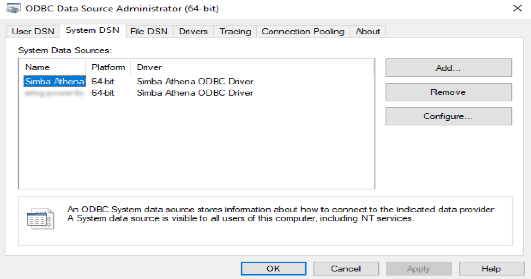 ODBC DataSource Administrator 2